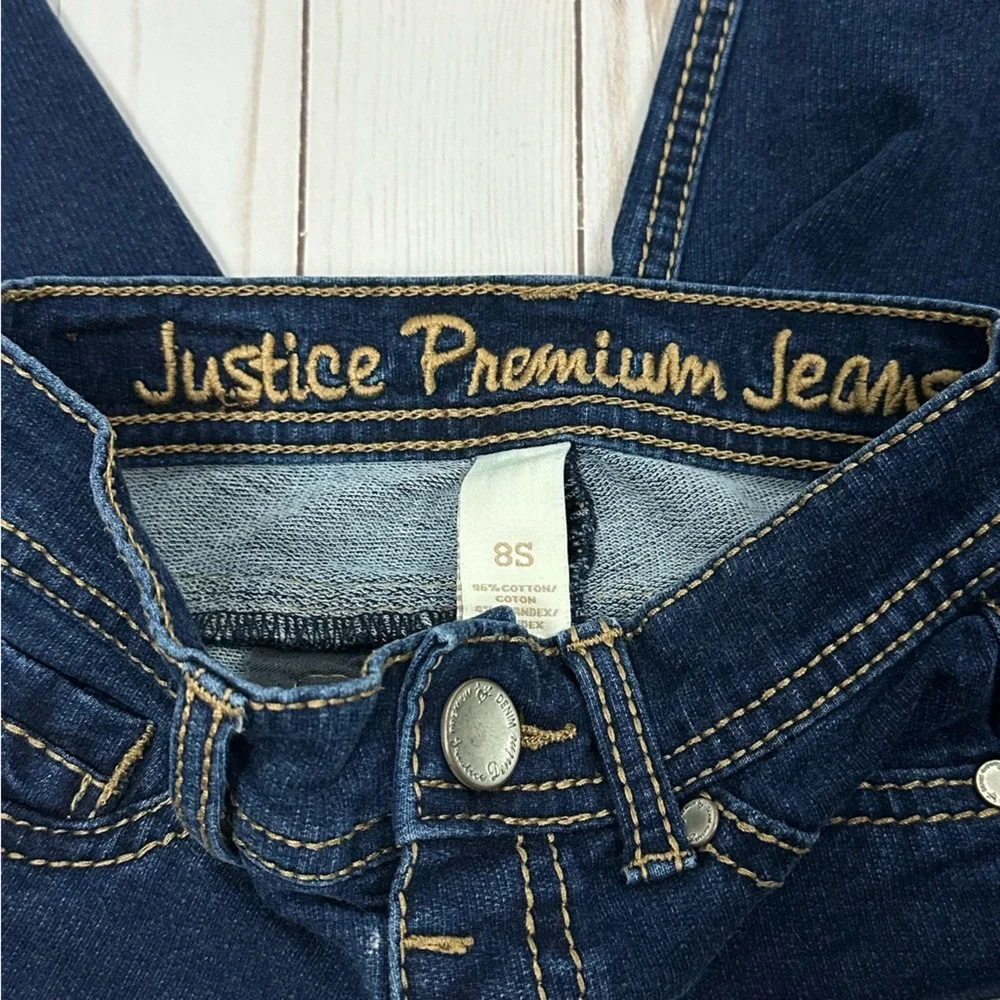 JUSTICE Premium Jeans  girl's blue with rolled cuffs - size 8S